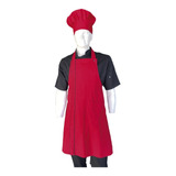 Mandil Chef Y Gorro Pastelero. Rojo. Zittro R92302-600