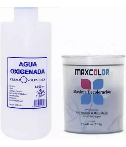  Polvo Decolorante 500g - Maxcolor + Agua 1000ml Flora Tono Sin Tono Volucion 10v