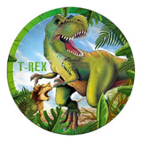 10 Platos De Cartón Grande Con Diseño De Dinosaurio T-rex