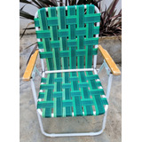 Reposera Sillón Solcito Apoyabrazo Madera Acero De 7/8 Verde