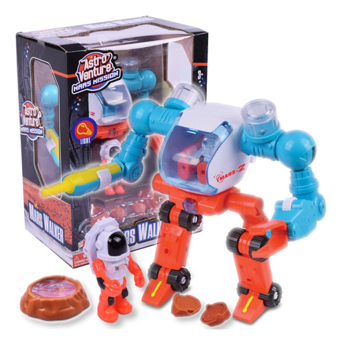 Playset Astro Venture Wabro Mision Marte Robot Con Luz Color Naranja Personaje Astronauta