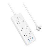 Usb C Protector Power Strip 6 Outlet 3 Usb 30w Puerto D...