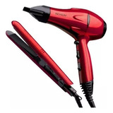 Combo Secador De Pelo+planchita De Pelo Revlon Rvdr5230 Rojo