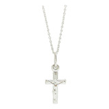 Cadena Plata Italiana Con Dije Unisex Cruz Estilo Crucifijo