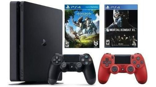 Sony Ps4 Slim 1tb + Mortal Kombat Xl + Horizon + 2 Controles