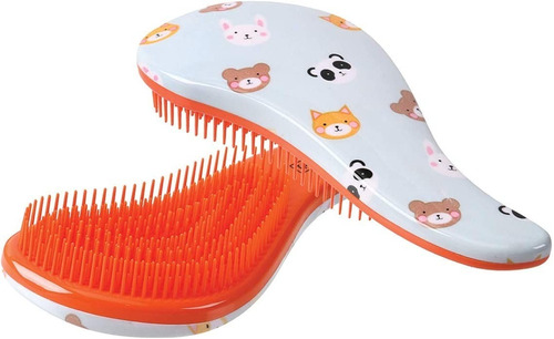 Cepillo Desenredante Tangle Free Hair Brush  Animalitos Cala Color Naranja Y Verde Agua