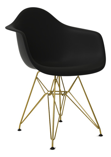 Cadeira Com Braço Poltrona Charles Eames Ferro Dourado