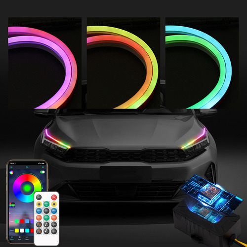 Tira De Luz Led Rgb Para Exterior De Coche J De 24 Pulgadas,