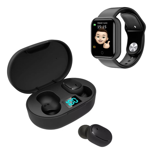 Kit Fone Ouvido Bluetooth Gamer 5.0 + Relógio Smartwatch Nfe