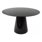 Mesa De Jantar Cone 90cm + Vidro Laca Preta 