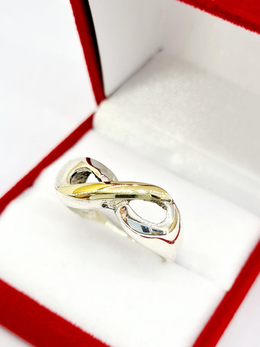 Anillo Infinito Plata 925 Y Oro Grande Pesado