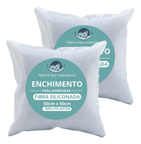 Kit 2 Enchimentos Refil Almofada 50x50 Fibra Siliconada 350g