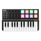 Kfx Mini 25 Teclado Controlador Midi Usb Teclas Pads Knobs