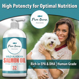 Wild Alaskan Salmon Oil For Dogs 32 Ounce; Natural Liquid Su