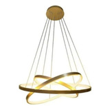 Lustre Led Moderno Pendente Anéis Led 89w 3 Arcos Dourado