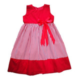 Vestido Para Niña Elegante Rojo Rayas Vestido Niñas Ropa