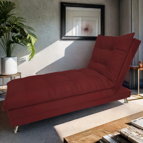 Sofa Cama Chaise Bicama Reclinavel 3 Posições Suede Preto