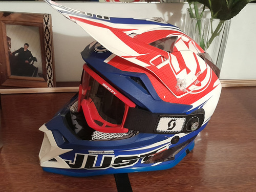 Casco Just1 Pro Rave+quick Strapp+antiparras Scott Talle L