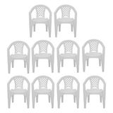 Conjunto 10 Cadeiras Plástico Com Braço Iguape Tramontina 