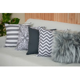 Pack X 5 Almohadon Nordico - 4 Liso/estampado Y 1 Pelo Largo