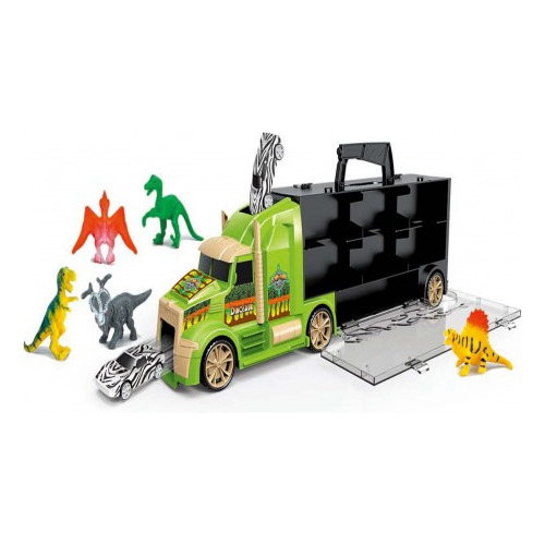 Juguete Camion Transportador De Dinosaurios + Autito Maletin