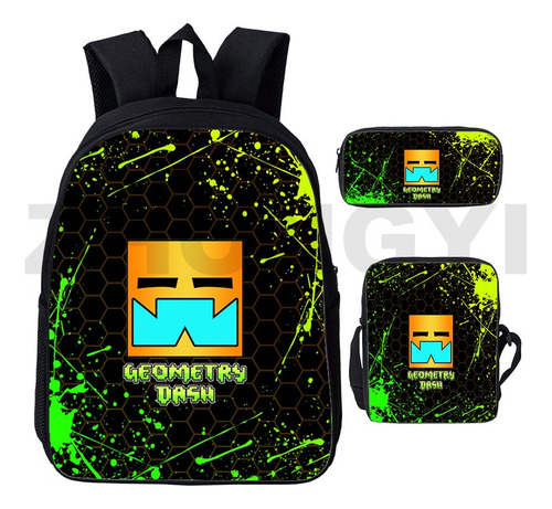 Mochilas Cool Angry Geometry Dash 3d Con Estampado De Dibujo