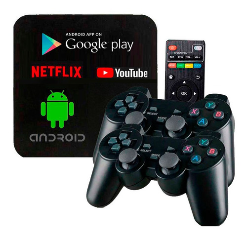 Smartv Box + 2 Controles Sem Fio Gamer