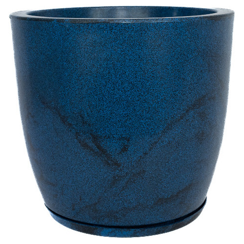 Vaso De Planta Redondo Bojo Liso Com Prato Luxo Brilho 30cm