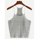 Croptop Tejido Gris Shein