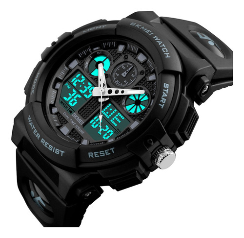 Reloj Dual Brazalete De Poliuretano Skmei 1270 Negro