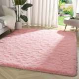 Alfombra Rosa Peluda 3x5 Para Habitación De Niñas