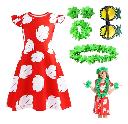 Vestido De Princesa Lilo Hawaiana, Disfraz De Lilo Y Stich Diseño Para Niña, Ropa De Halloween, Fiesta De Cumpleaños O Cosplay, Traje Con Accesorios | Meses sin interés