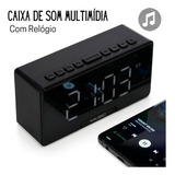 Relógio De Mesa Caixinha De Som Bluetooth Sd Despertador