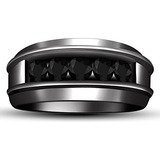 Aryanjewels Anillo De Boda Para Hombre Con Diamantes Negros 