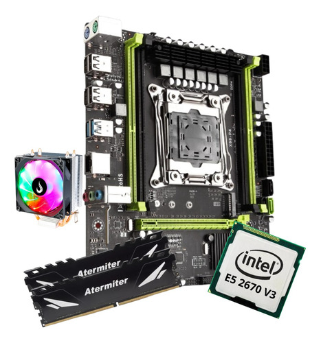 Kit Gamer Placa Mãe X99 Atermiter P4 Xeon E5 2670 V3 64gb Co