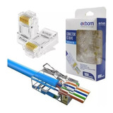 100 Conector Rj45 De Passagem Ez Plug Cat5e Contato Em Ouro