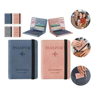 Funda Pasaporte Cuero Con Protección RFID 2 Piezas Azul Rosa | MercadoLibre