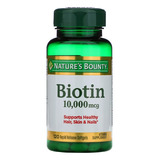 Biotina Nature's Bounty, 10000 Mcg, Suplemento Que Ajuda A Manter Cabelos, Pele E Unhas Saudáveis E O Metabolismo Energético, Cápsulas Moles De Liberação Rápida,