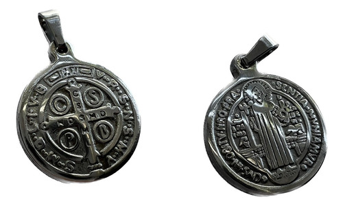 Medalla San Benito Protector 20 Mm Acero Quirurgico X 10 Uni