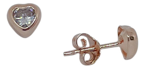 Aros De Plata 925 Rose En Forma De Corazon 6 Mm Con Cubic