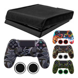 2 Capas Controle Para Ps4 Camuflado + Capa Console + 4 Grip