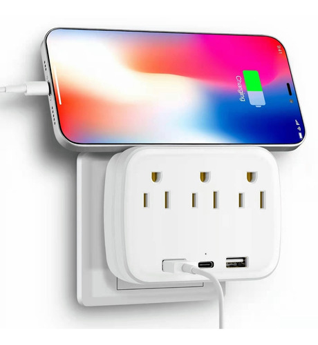 Regleta Multicontactos Extensión  De 3 Salidas2usb,1type-c