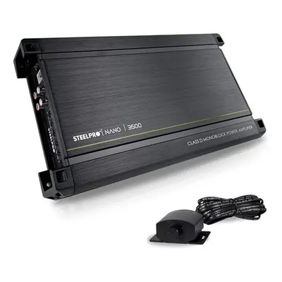 Amplificador Nano3500 Clase D Steelpro para Subwoofer Monoblock Bass 3500W MAX estable Alto Rendimiento Open Show, LPF, Bass Boost 12 dB,Filtro Subsonico, Fase Variable, Control de Bajos | Meses sin interés
