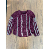 Blusa Manga Larga American Eagle Mujer Xs Vino