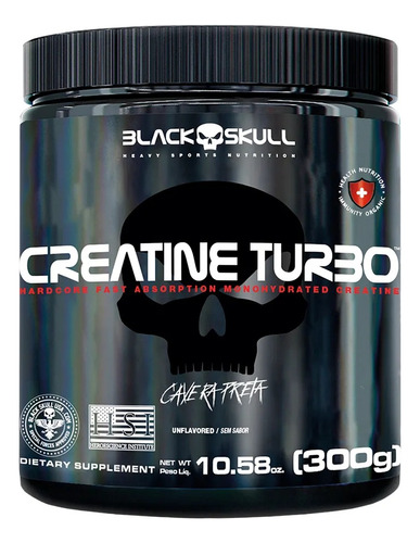 Creatina Turbo Black Skull 300g Pote - Creatine Turbo Black