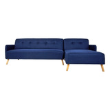 Sala Esquinera Minimalista Moderna Sofa Cama Salas Sillon Color Azul