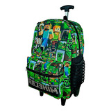 Mochila Bolsa Escolar Juvenil De Rodinhas Do Minecraft Game