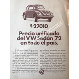 Cartel Retro Autos Volkswagen Vocho 1972 /650