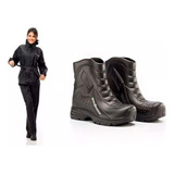 Capa Chuva Motoqueira Nylon Feminina + Bota Pantaneiro