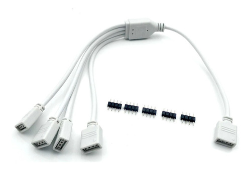 Cabo Splitter Rgb 4 Pinos Branco - 1t4 + Conector 4 Pinos